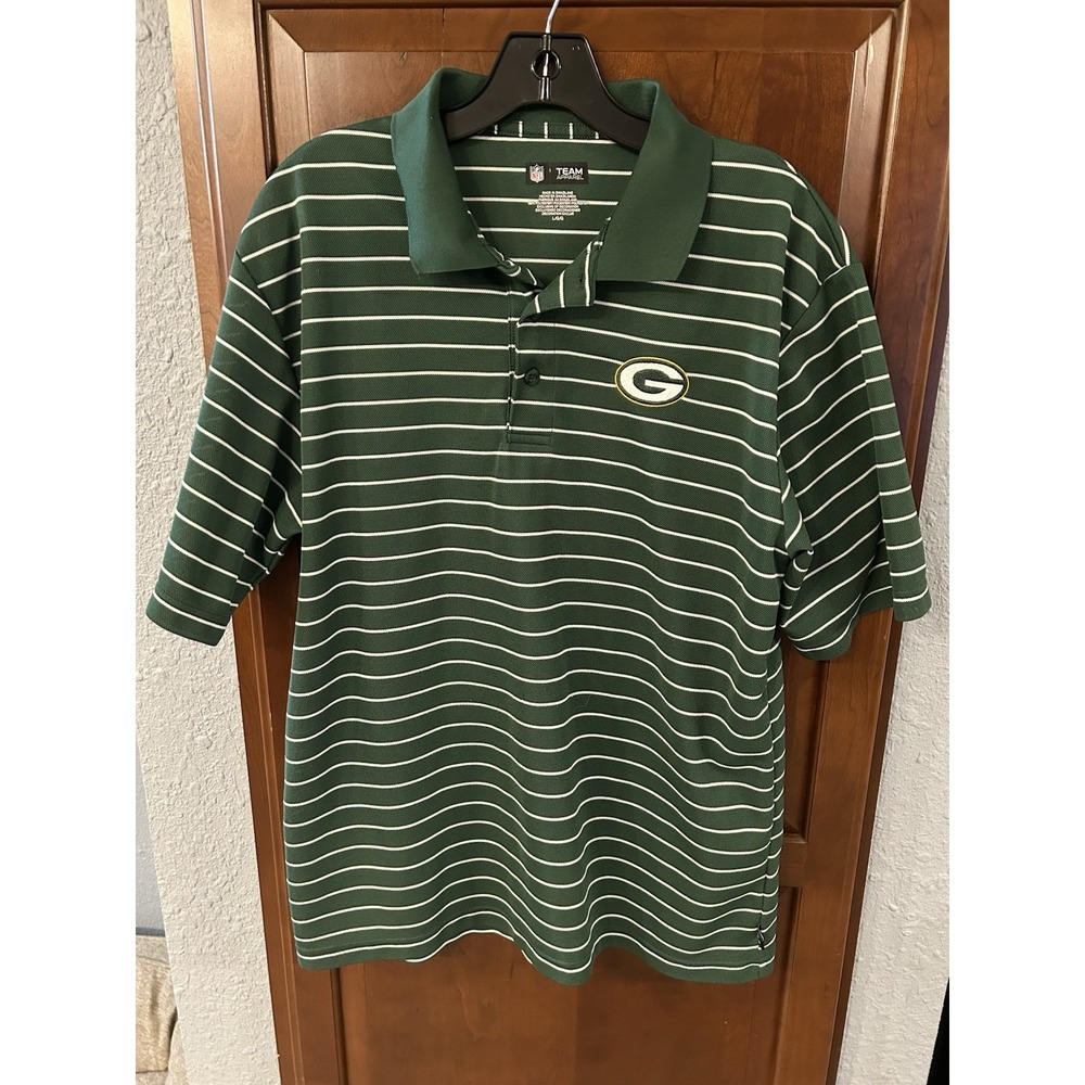 NFL Team Apparel Football Green Bay Packers Short Sleeve Golf Polo Shirt Large